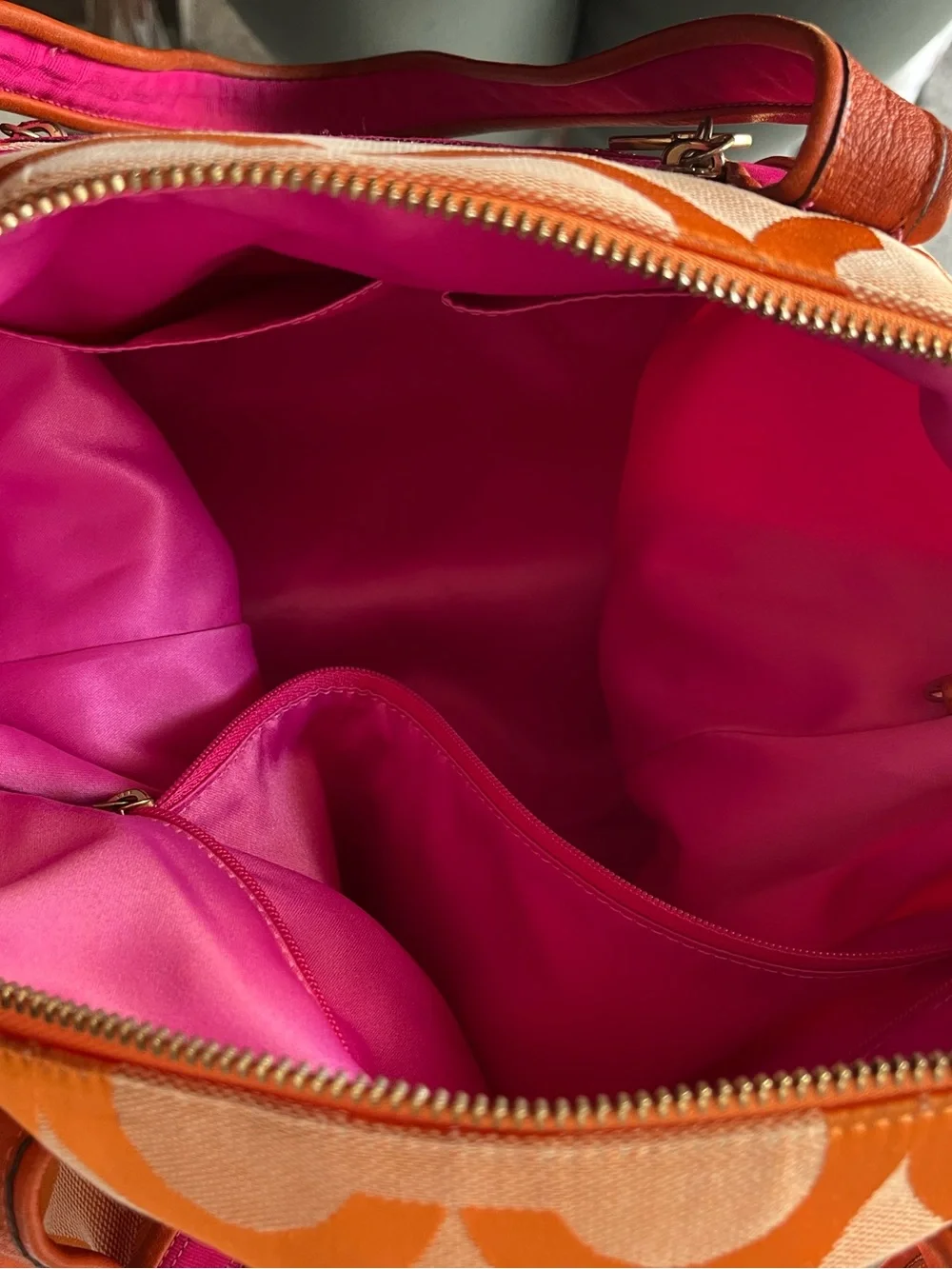Coach Poppy Orange Pink Op Art Glam tote - Picture 12 of 12